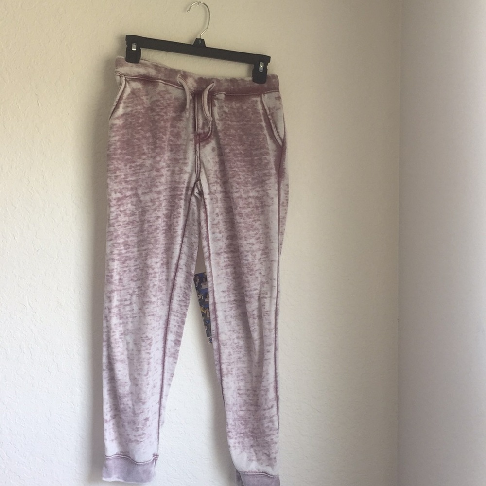 Red and white sweatpants